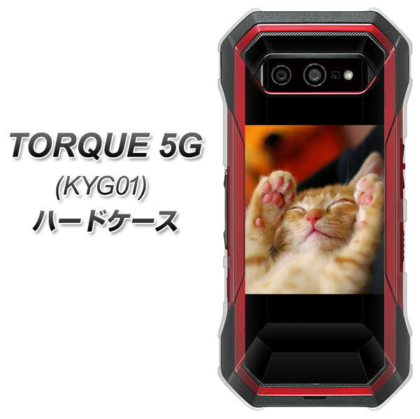 au トルク 5G KYG01 高画質仕上げ 背面印刷 ハードケース【VA804 爆睡するネコ】