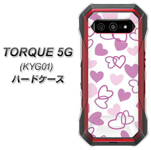 au トルク 5G KYG01 高画質仕上げ 背面印刷 ハードケース【VA928 ハートがいっぱい パープル】