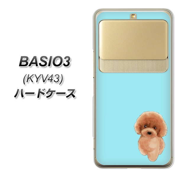 au ベイシオ3 KYV43 高画質仕上げ 背面印刷 ハードケース【YJ050 トイプードルレッド（ブルー）】