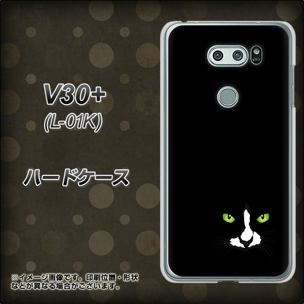 docomo V30+ L-01K 高画質仕上げ 背面印刷 ハードケース【398 黒ネコ】