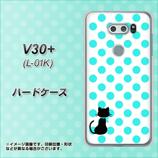 docomo V30+ L-01K 高画質仕上げ 背面印刷 ハードケース【EK809 ネコとシンプル ライトブルー】
