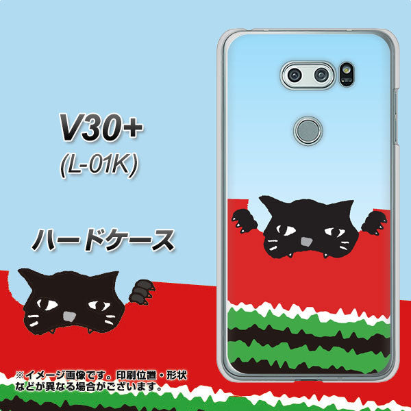 docomo V30+ L-01K 高画質仕上げ 背面印刷 ハードケース【IA815 すいかをかじるネコ(大)】