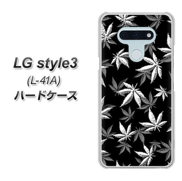 docomo LG style3 L-41A 高画質仕上げ 背面印刷 ハードケース【064 モノトーン大麻ブラック】