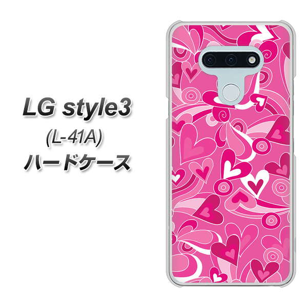 docomo LG style3 L-41A 高画質仕上げ 背面印刷 ハードケース【383 ピンクのハート】