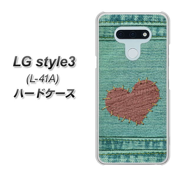 docomo LG style3 L-41A 高画質仕上げ 背面印刷 ハードケース【1142 デニムとハート】