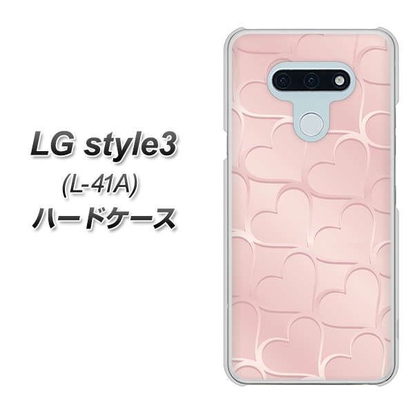 docomo LG style3 L-41A 高画質仕上げ 背面印刷 ハードケース【1340 かくれハート（ローズピンク）】