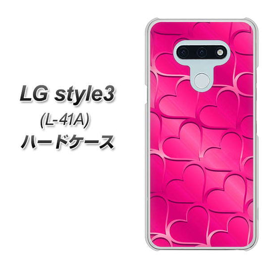 docomo LG style3 L-41A 高画質仕上げ 背面印刷 ハードケース【1347 かくれハート（ショッキングピンク）】