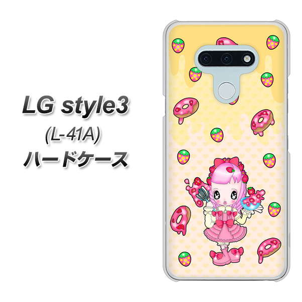 docomo LG style3 L-41A 高画質仕上げ 背面印刷 ハードケース【AG815 ストロベリードーナツ（水玉黄）】