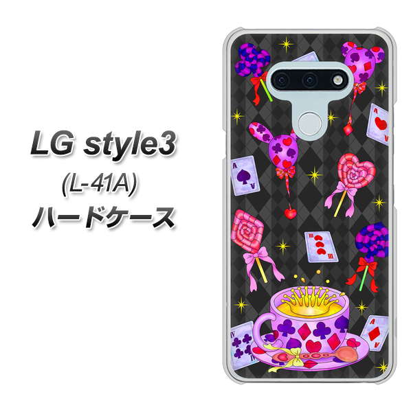 docomo LG style3 L-41A 高画質仕上げ 背面印刷 ハードケース【AG818 トランプティー（黒）】