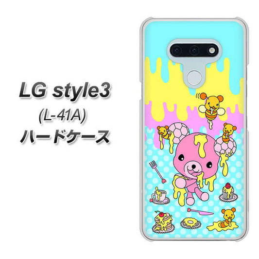 docomo LG style3 L-41A 高画質仕上げ 背面印刷 ハードケース【AG821 ハニベア（水玉水色）】