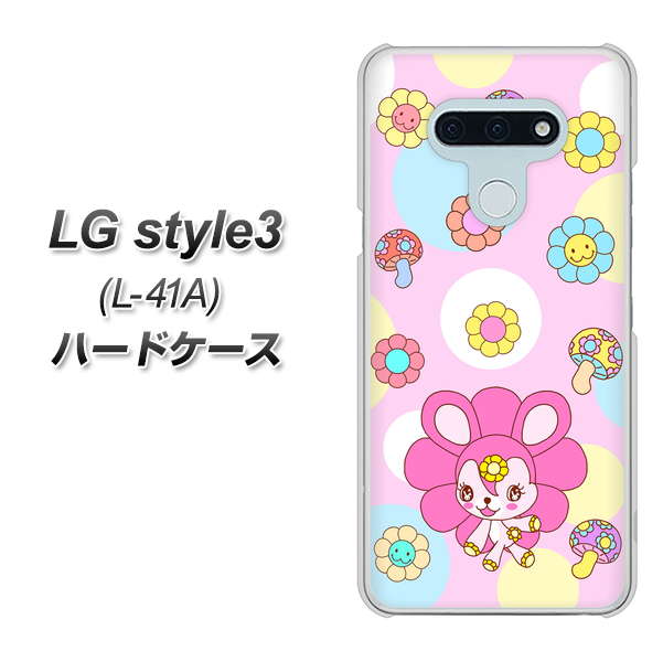 docomo LG style3 L-41A 高画質仕上げ 背面印刷 ハードケース【AG823 フラワーうさぎのフラッピョン（ピンク）】