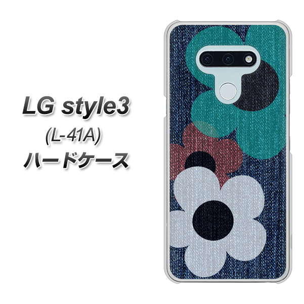 docomo LG style3 L-41A 高画質仕上げ 背面印刷 ハードケース【EK869 ルーズフラワーinデニム風】