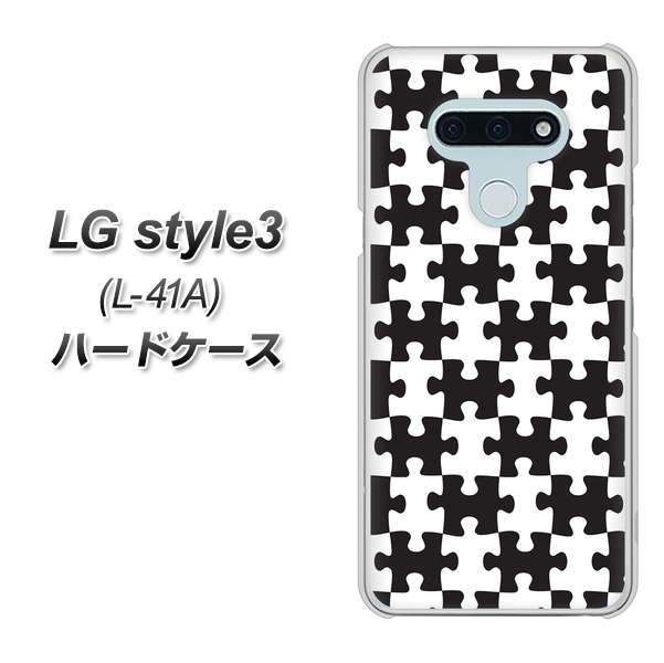 docomo LG style3 L-41A 高画質仕上げ 背面印刷 ハードケース【IB903  ジグソーパズル_モノトーン】