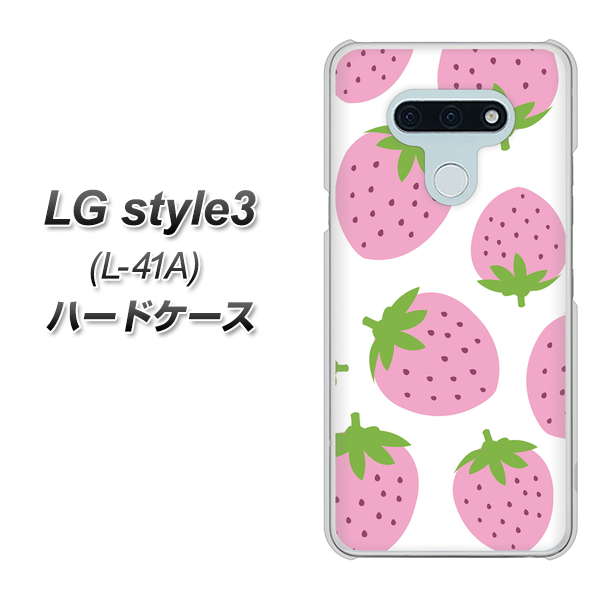 docomo LG style3 L-41A 高画質仕上げ 背面印刷 ハードケース【SC816 大きいイチゴ模様 ピンク】