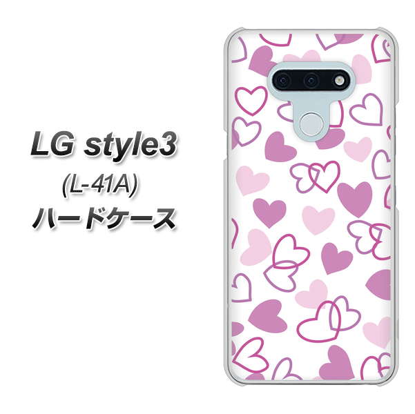 docomo LG style3 L-41A 高画質仕上げ 背面印刷 ハードケース【VA928 ハートがいっぱい パープル】