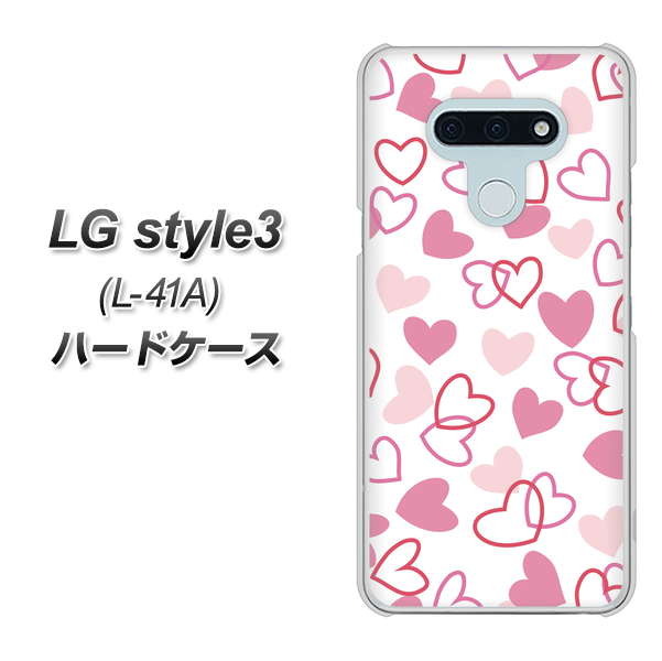 docomo LG style3 L-41A 高画質仕上げ 背面印刷 ハードケース【VA929 ハートがいっぱい ピンク】