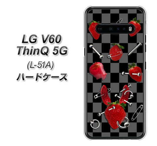 docomo LG V60 ThinQ 5G L-51A 高画質仕上げ 背面印刷 ハードケース【AG833 苺パンク（黒）】