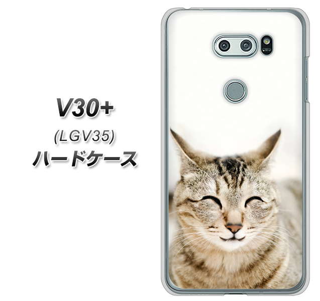 au イサイ V30+ LGV35 高画質仕上げ 背面印刷 ハードケース【VA801 笑福ねこ】