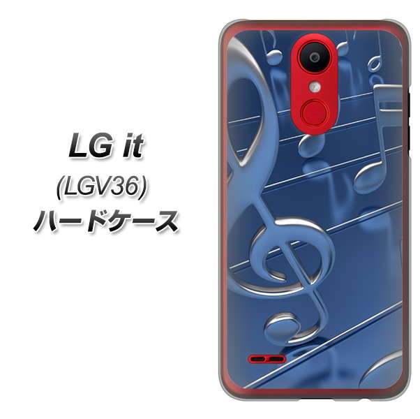 au エルジー イット LGV36 高画質仕上げ 背面印刷 ハードケース【286 3D 音符】