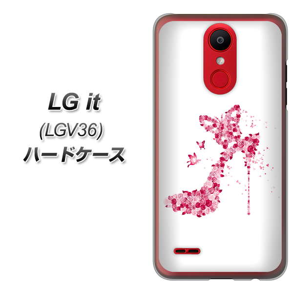 au エルジー イット LGV36 高画質仕上げ 背面印刷 ハードケース【387 薔薇のハイヒール】