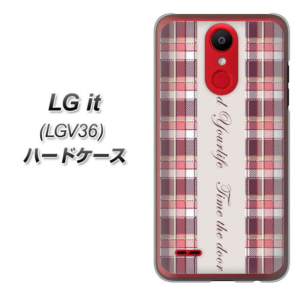 au エルジー イット LGV36 高画質仕上げ 背面印刷 ハードケース【518 チェック柄besuty】