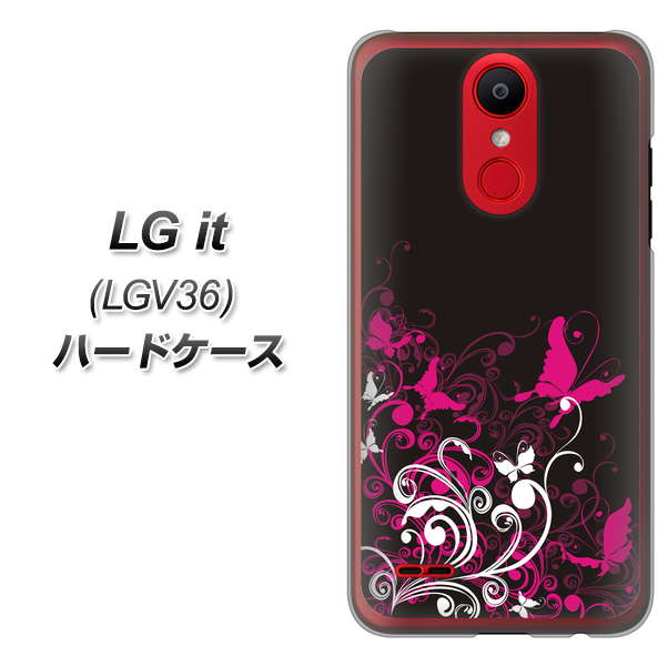 au エルジー イット LGV36 高画質仕上げ 背面印刷 ハードケース【585 闇に舞う蝶】