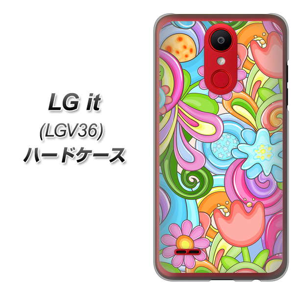 au エルジー イット LGV36 高画質仕上げ 背面印刷 ハードケース【713 ミラクルフラワー】