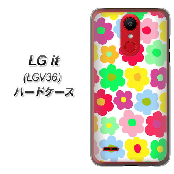 au エルジー イット LGV36 高画質仕上げ 背面印刷 ハードケース【758 ルーズフラワーカラフル】