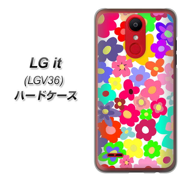 au エルジー イット LGV36 高画質仕上げ 背面印刷 ハードケース【782 春のルーズフラワーWH】