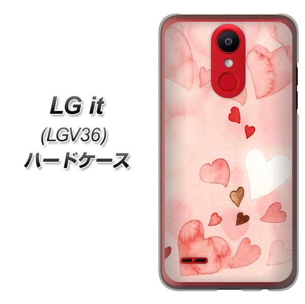 au エルジー イット LGV36 高画質仕上げ 背面印刷 ハードケース【1125 ハートの和紙】