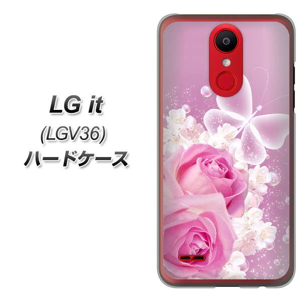 au エルジー イット LGV36 高画質仕上げ 背面印刷 ハードケース【1166 ローズロマンス】