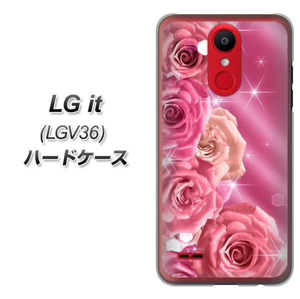 au エルジー イット LGV36 高画質仕上げ 背面印刷 ハードケース【1182 ピンクの薔薇に誘われて】