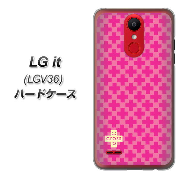 au エルジー イット LGV36 高画質仕上げ 背面印刷 ハードケース【IB901  クロスドット_ピンク】