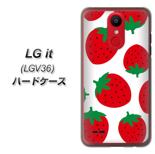 au エルジー イット LGV36 高画質仕上げ 背面印刷 ハードケース【SC818 大きいイチゴ模様レッド】