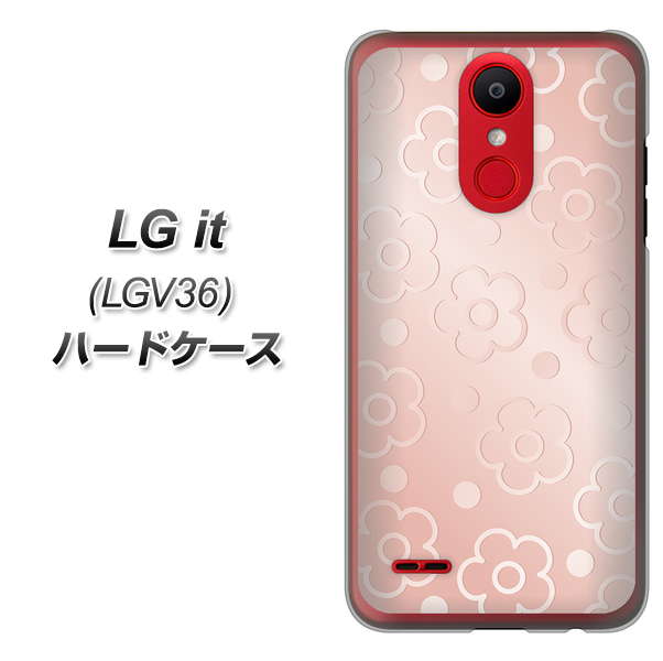 au エルジー イット LGV36 高画質仕上げ 背面印刷 ハードケース【SC843 エンボス風デイジーシンプル（ローズピンク）】