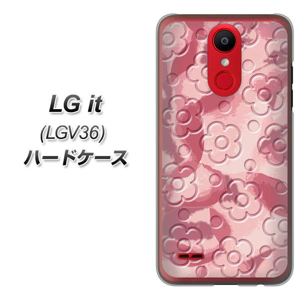 au エルジー イット LGV36 高画質仕上げ 背面印刷 ハードケース【SC846 フラワーヴェルニ花ピンク（ローズヴェルール）】