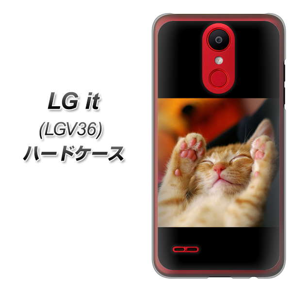 au エルジー イット LGV36 高画質仕上げ 背面印刷 ハードケース【VA804 爆睡するネコ】