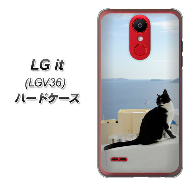 au エルジー イット LGV36 高画質仕上げ 背面印刷 ハードケース【VA805 ネコと地中海】