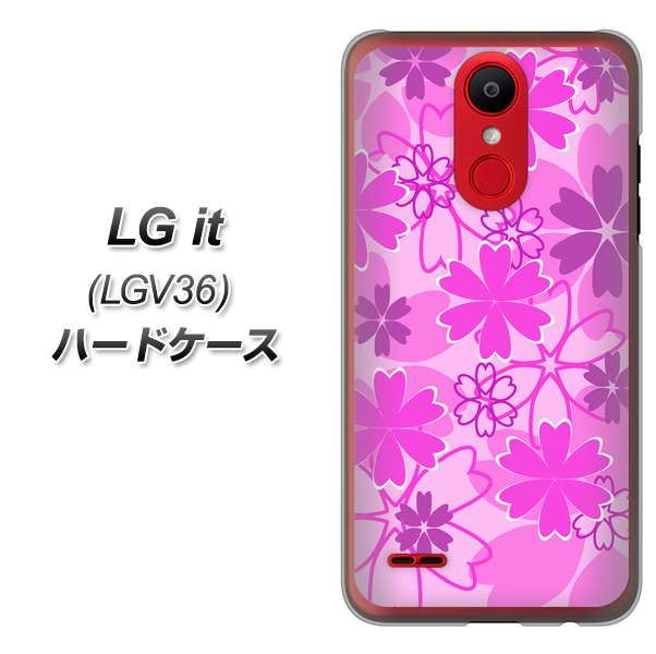 au エルジー イット LGV36 高画質仕上げ 背面印刷 ハードケース【VA961 重なり合う花　ピンク】