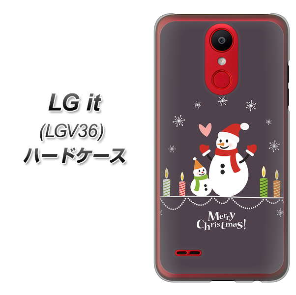 au エルジー イット LGV36 高画質仕上げ 背面印刷 ハードケース【XA809 雪だるまの親子】