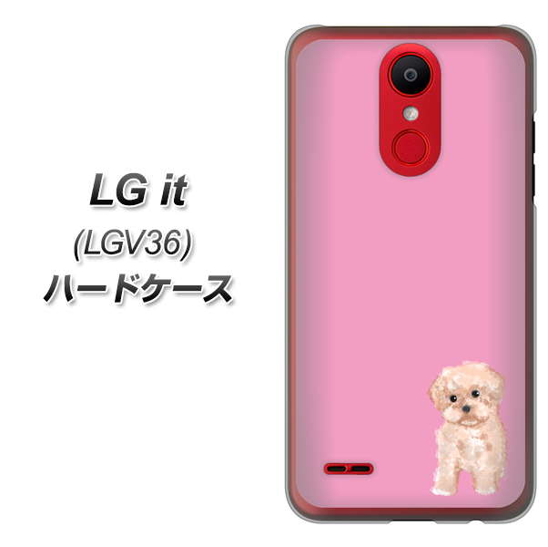au エルジー イット LGV36 高画質仕上げ 背面印刷 ハードケース【YJ061 トイプードルアプリコット（ピンク）】