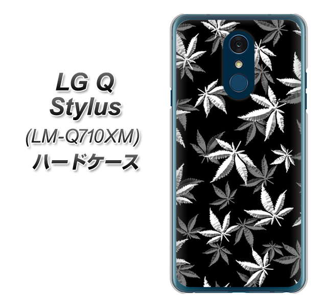 LG Q Stylus LM-Q710XM 高画質仕上げ 背面印刷 ハードケース【064 モノトーン大麻ブラック】