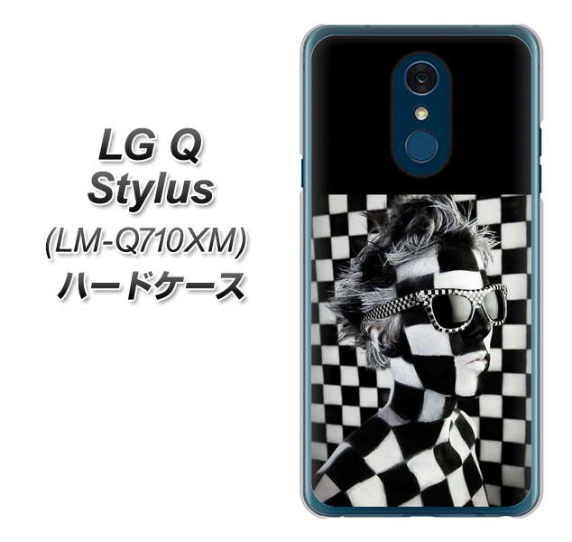 LG Q Stylus LM-Q710XM 高画質仕上げ 背面印刷 ハードケース【357 bk&wh】