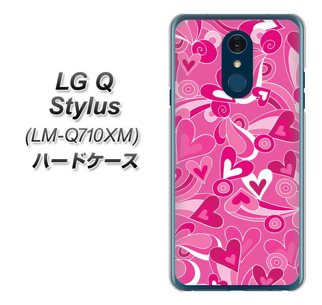 LG Q Stylus LM-Q710XM 高画質仕上げ 背面印刷 ハードケース【383 ピンクのハート】