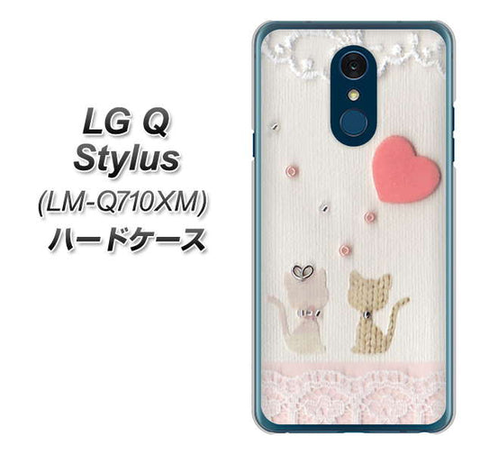 LG Q Stylus LM-Q710XM 高画質仕上げ 背面印刷 ハードケース【1104 クラフト写真ネコ（ハートM）】