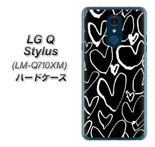 LG Q Stylus LM-Q710XM 高画質仕上げ 背面印刷 ハードケース【1124 ハート BK＆WH】