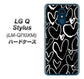 LG Q Stylus LM-Q710XM 高画質仕上げ 背面印刷 ハードケース【1124 ハート BK＆WH】