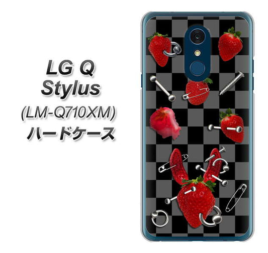 LG Q Stylus LM-Q710XM 高画質仕上げ 背面印刷 ハードケース【AG833 苺パンク（黒）】