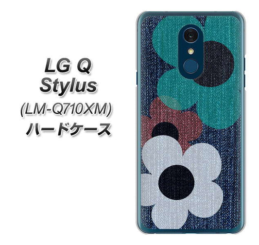 LG Q Stylus LM-Q710XM 高画質仕上げ 背面印刷 ハードケース【EK869 ルーズフラワーinデニム風】