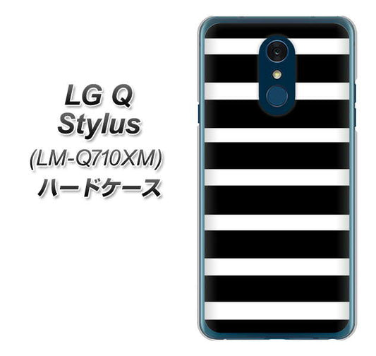 LG Q Stylus LM-Q710XM 高画質仕上げ 背面印刷 ハードケース【EK879 ボーダーブラック（L）】